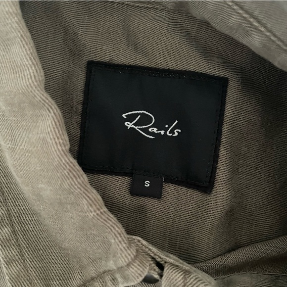 Rails Linen Marcel Sage with Stars Shirt Jacket Long Sleeve Button Down Green S - Picture 10 of 12